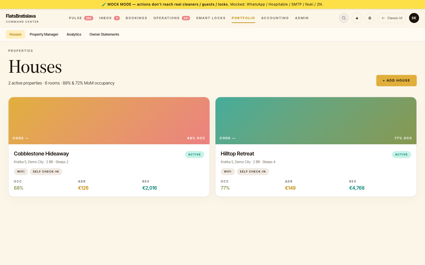 Portfolio — property cards