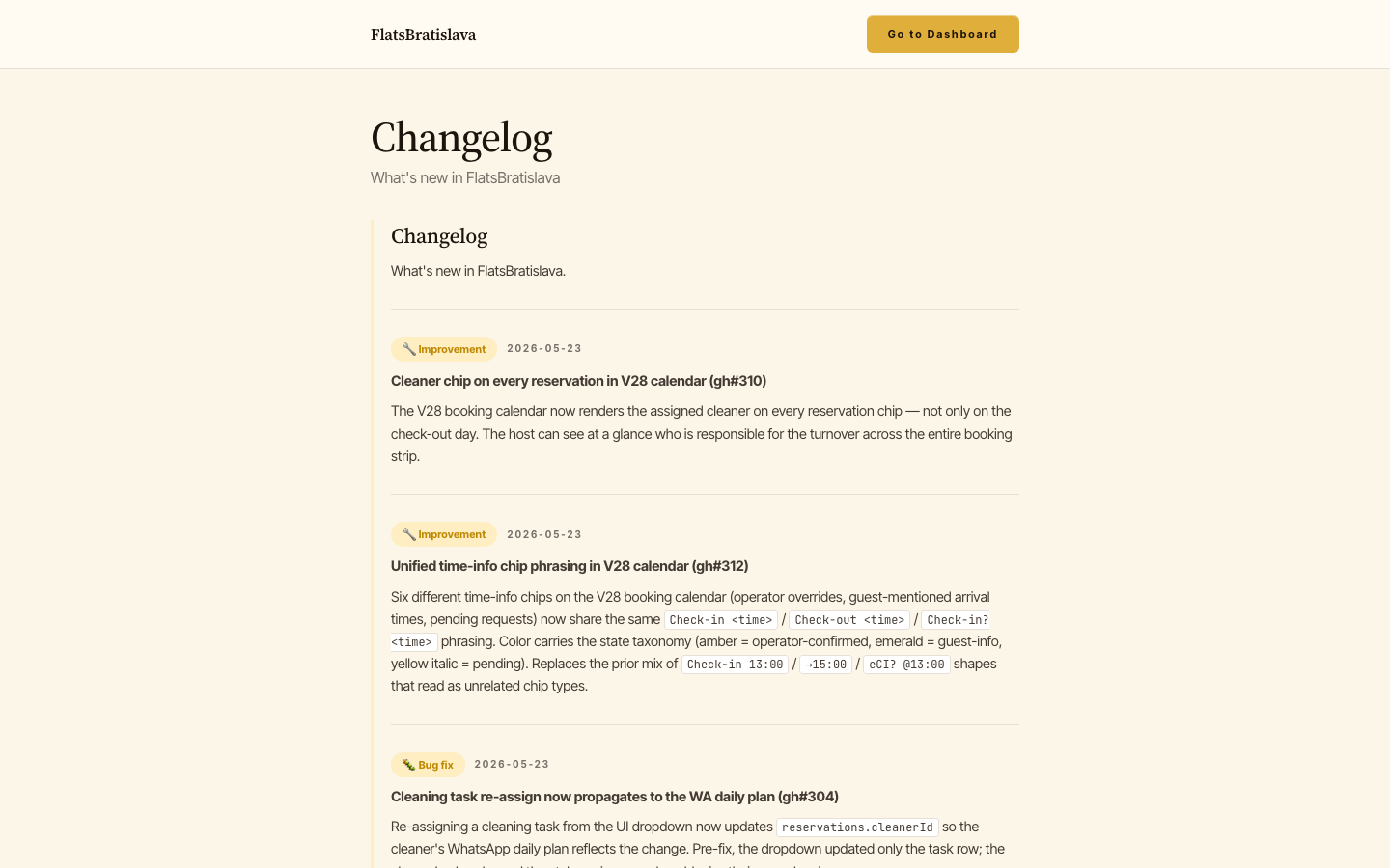 Public /changelog page